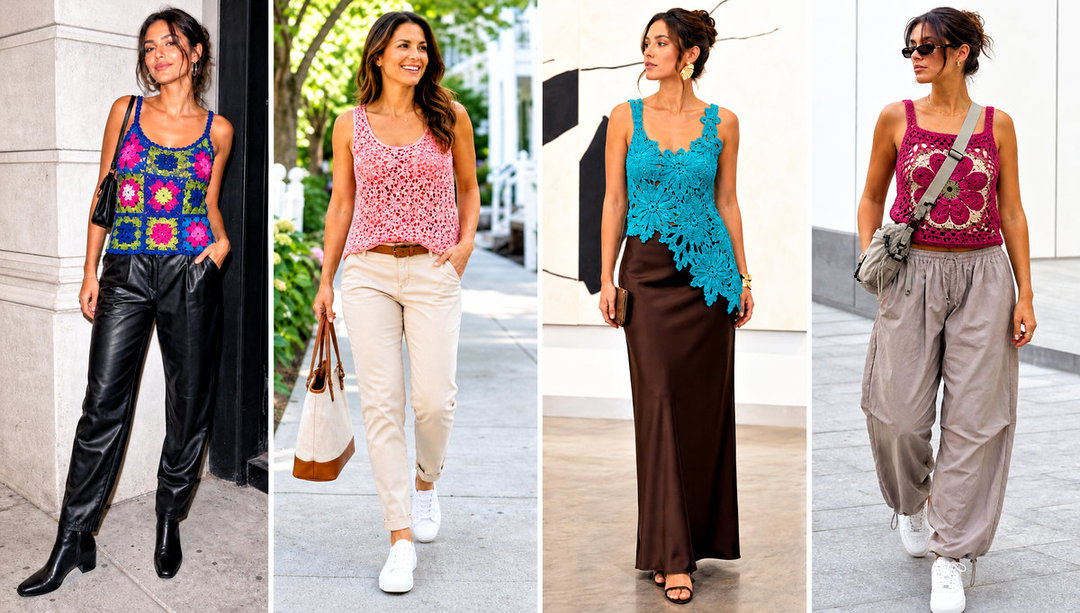 25 Crochet Flower Tank Top Outfit Ideas for Warm Weekends