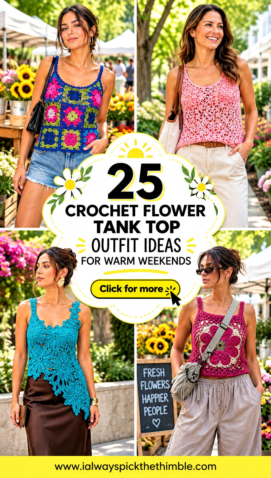 25 Crochet Flower Tank Top Outfit Ideas for Warm Weekends - 25 Crochet Flower Tank Top Outfit Ideas for Warm Weekends