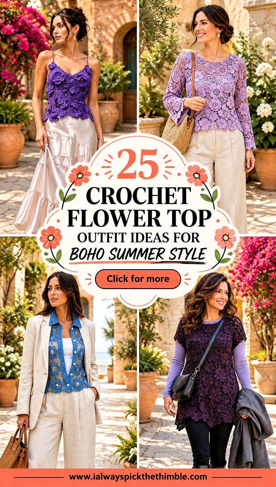 25 Crochet Flower Top Outfit Ideas for Boho Summer Style - 25 Crochet Flower Top Outfit Ideas for Boho Summer Style