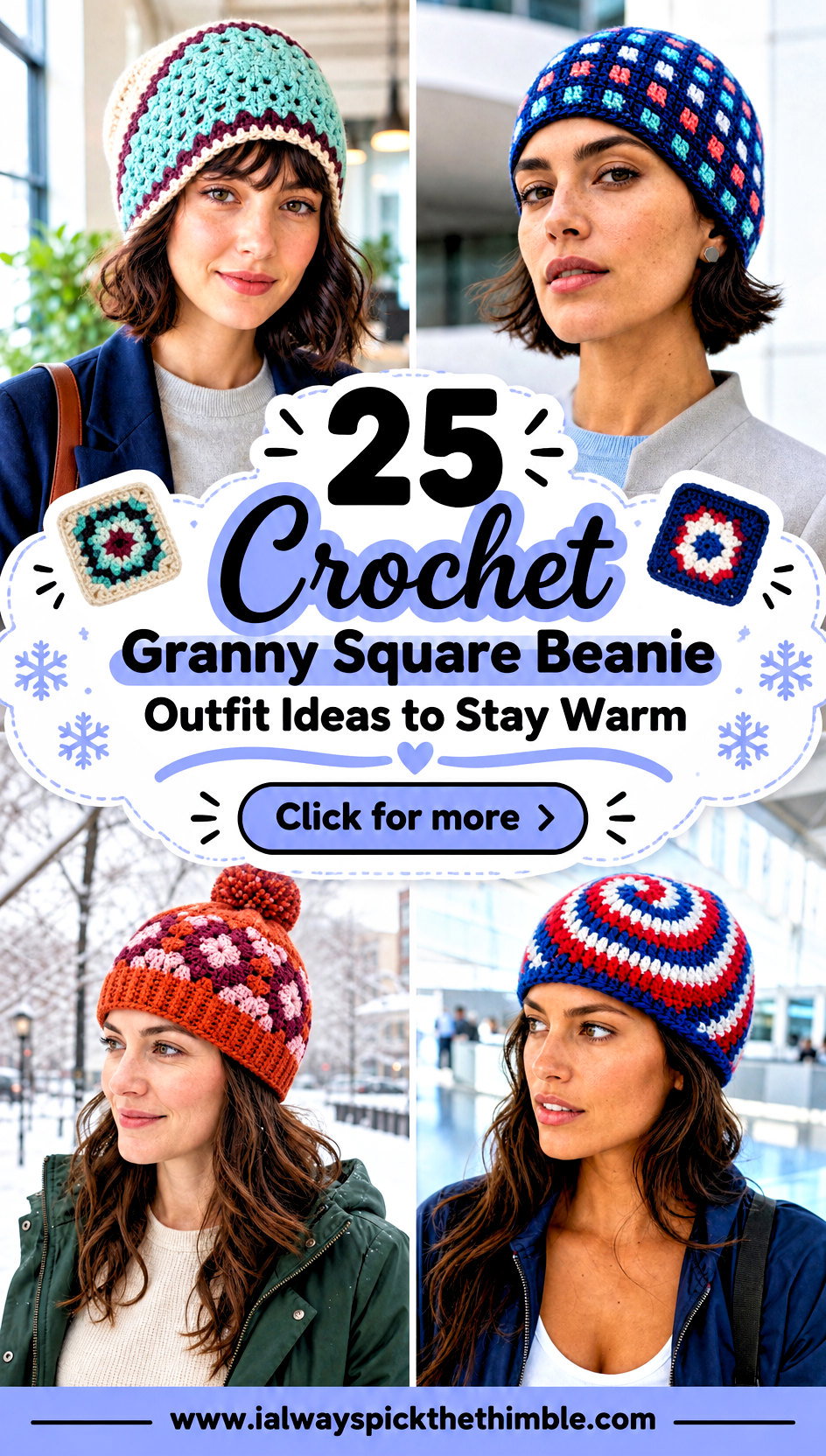 25 Crochet Granny Square Beanie Outfit Ideas to Stay Warm - 25 Crochet Granny Square Beanie Outfit Ideas to Stay Warm