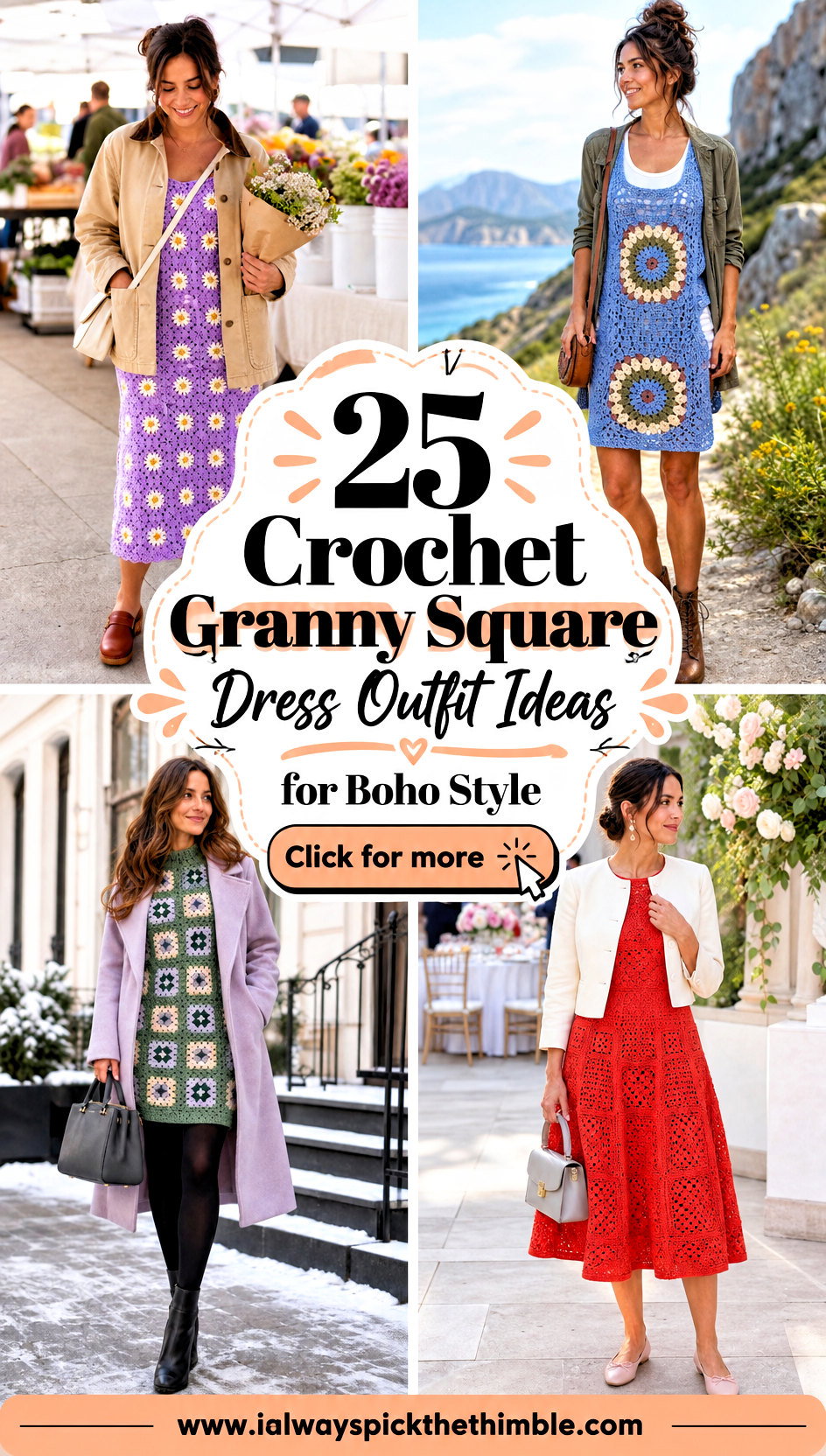 25 Crochet Granny Square Dress Outfit Ideas for Boho Style - 25 Crochet Granny Square Dress Outfit Ideas for Boho Style