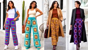 25 Crochet Granny Square Pants Outfit Ideas for Boho Days