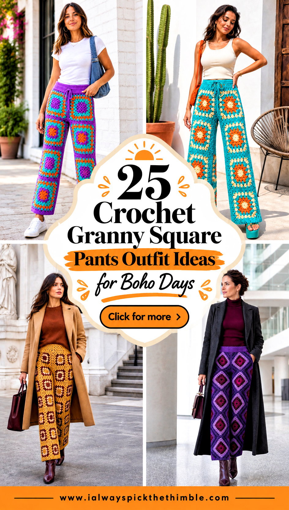 25 Crochet Granny Square Pants Outfit Ideas for Boho Days - 25 Crochet Granny Square Pants Outfit Ideas for Boho Days