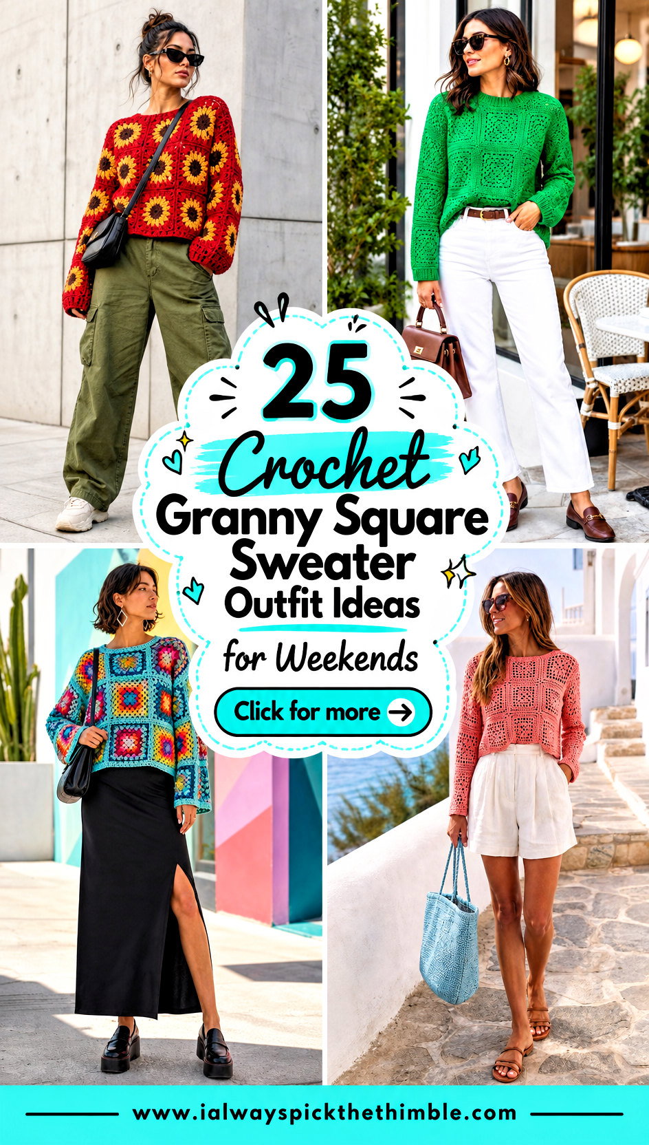 25 Crochet Granny Square Sweater Outfit Ideas for Weekends - 25 Crochet Granny Square Sweater Outfit Ideas for Weekends
