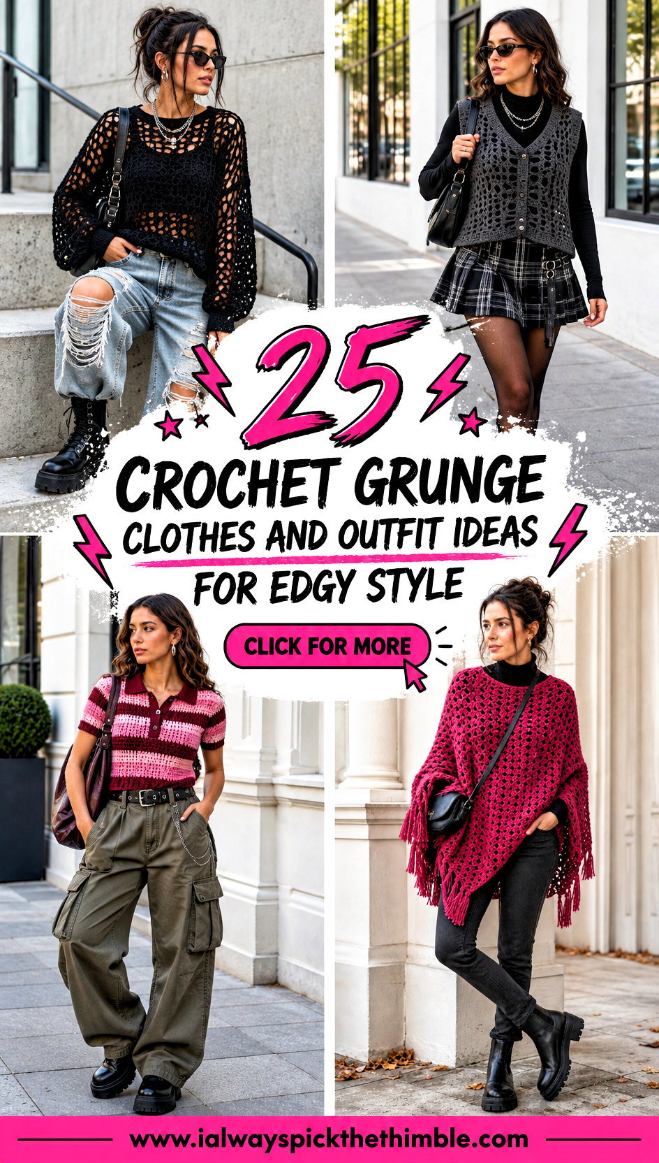 25 Crochet Grunge Clothes and Outfit Ideas for Edgy Style - 25 Crochet Grunge Clothes and Outfit Ideas for Edgy Style