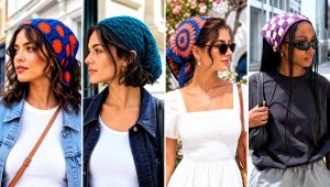 25 Crochet Hair Scarf Outfit Ideas for Vintage Style