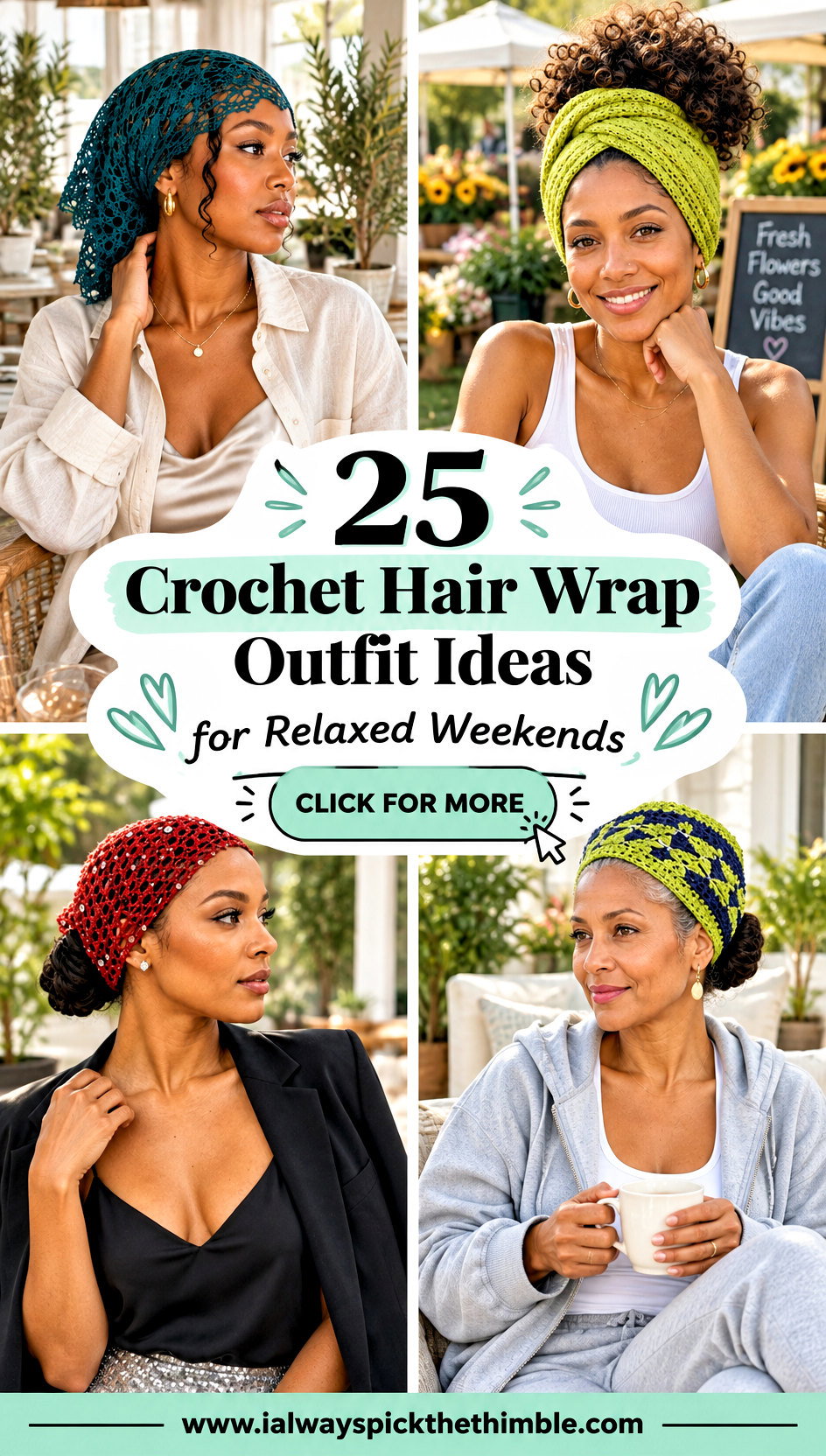25 Crochet Hair Wrap Outfit Ideas for Relaxed Weekends - 25 Crochet Hair Wrap Outfit Ideas for Relaxed Weekends