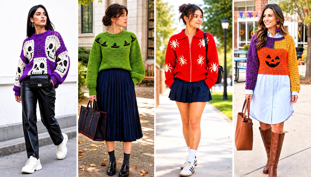 25 Crochet Halloween Sweater Outfit Ideas for Spooky Days