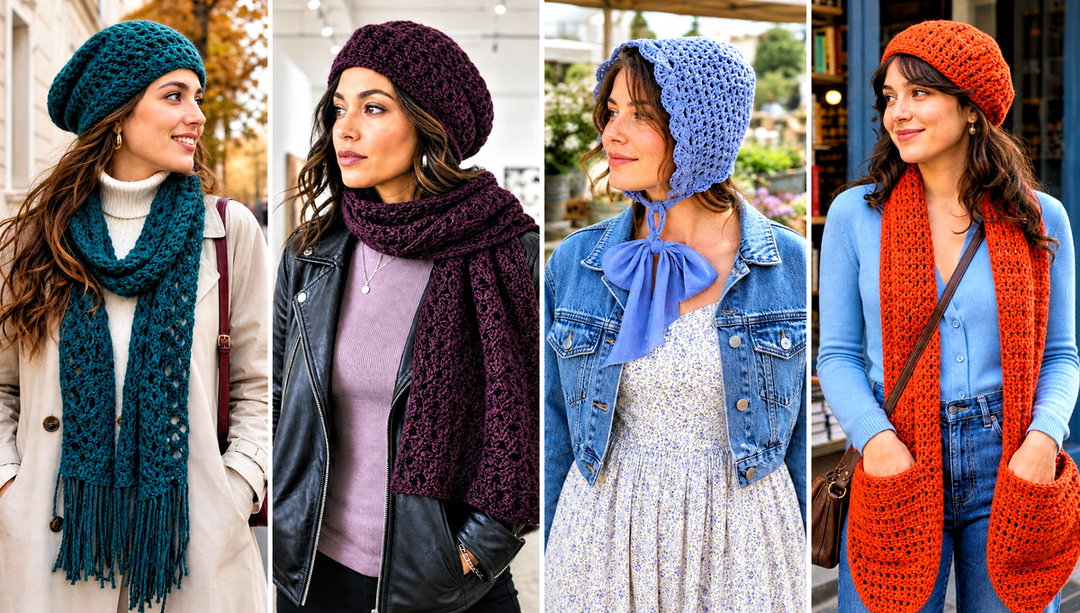 25 Crochet Hat and Scarf Set Outfit Ideas for Winter Trips