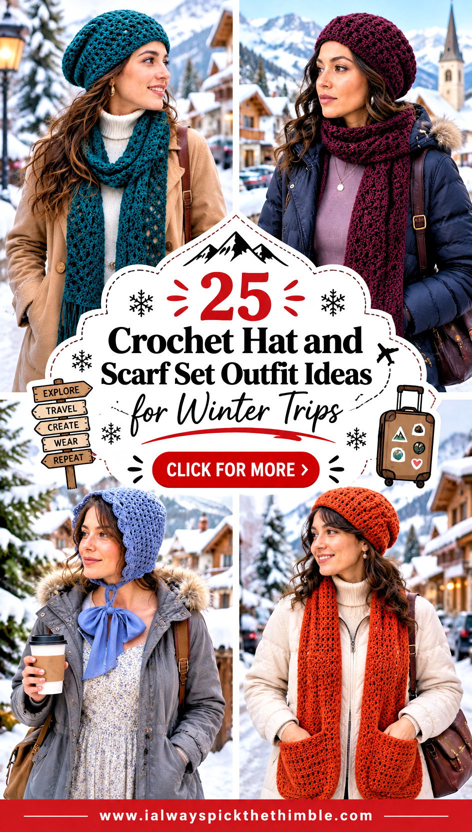 25 Crochet Hat and Scarf Set Outfit Ideas for Winter Trips - 25 Crochet Hat and Scarf Set Outfit Ideas for Winter Trips