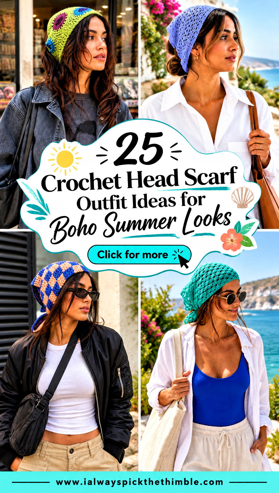25 Crochet Head Scarf Outfit Ideas for Boho Summer Looks - 25 Crochet Head Scarf Outfit Ideas for Boho Summer Looks