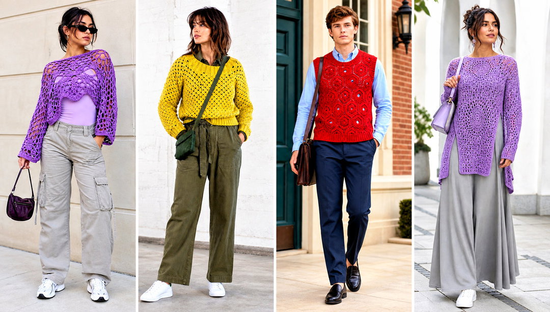25 Crochet Hexagon Pullover Outfit Ideas for Relaxed Layers