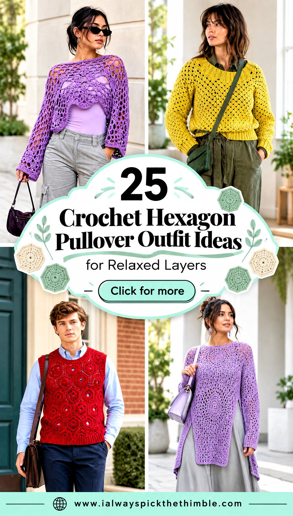 25 Crochet Hexagon Pullover Outfit Ideas for Relaxed Layers - 25 Crochet Hexagon Pullover Outfit Ideas for Relaxed Layers