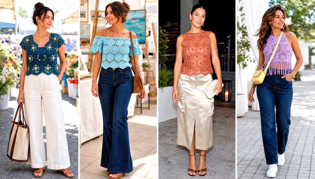 25 Crochet Hexagon Top Outfit Ideas for Breezy Beach Days