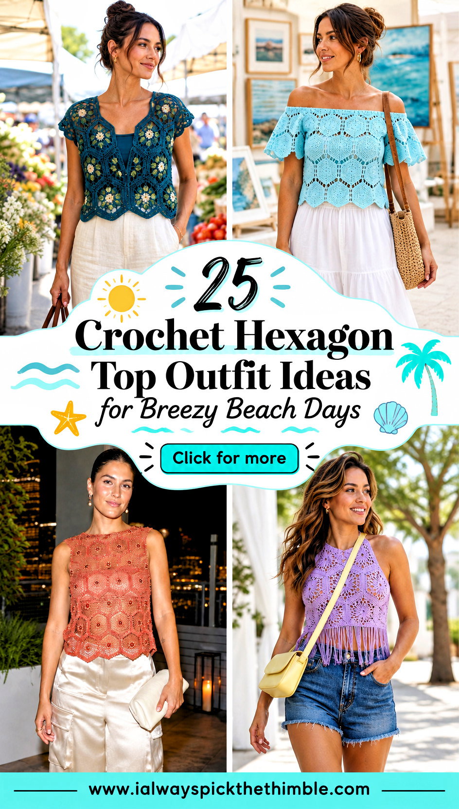 25 Crochet Hexagon Top Outfit Ideas for Breezy Beach Days - 25 Crochet Hexagon Top Outfit Ideas for Breezy Beach Days