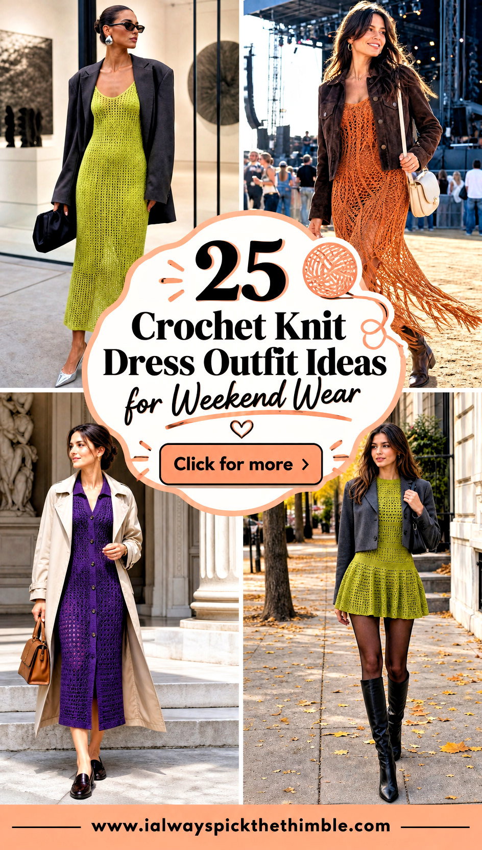 25 Crochet Knit Dress Outfit Ideas for Weekend Wear - 25 Crochet Knit Dress Outfit Ideas for Weekend Wear