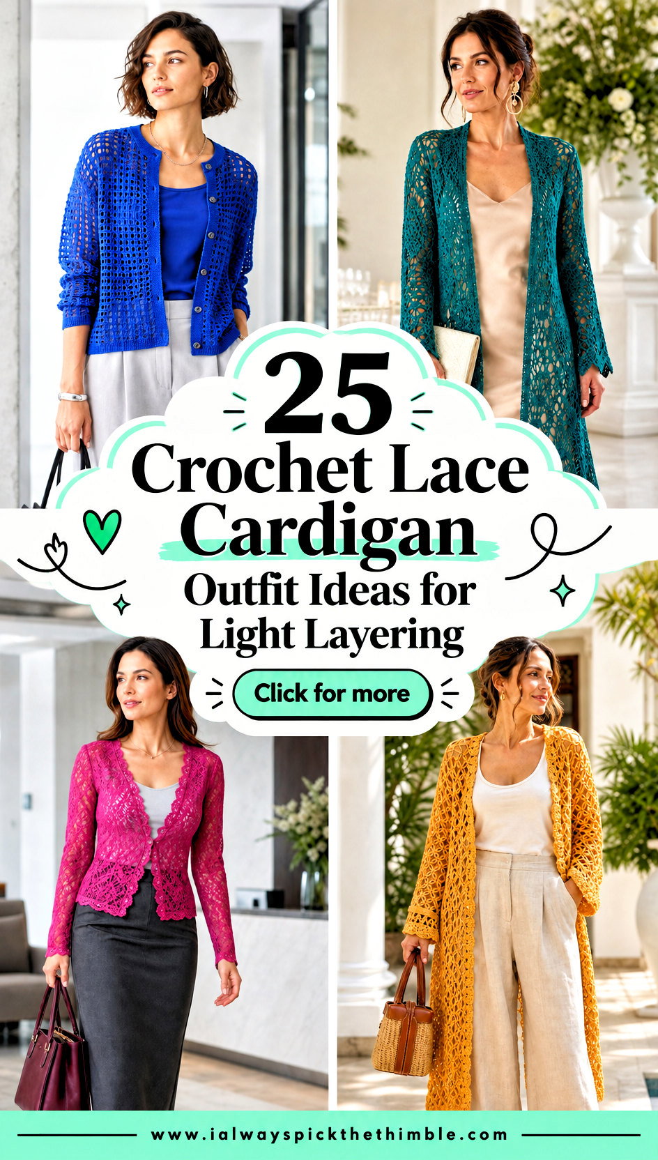 25 Crochet Lace Cardigan Outfit Ideas for Light Layering - 25 Crochet Lace Cardigan Outfit Ideas for Light Layering