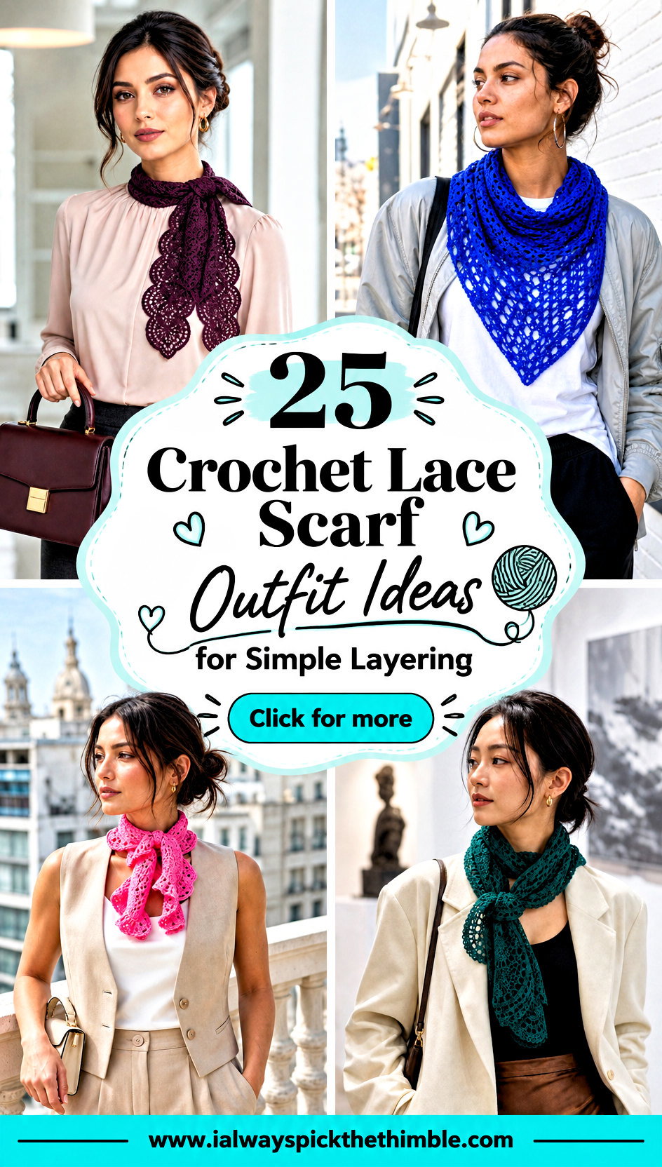 25 Crochet Lace Scarf Outfit Ideas for Simple Layering - 25 Crochet Lace Scarf Outfit Ideas for Simple Layering