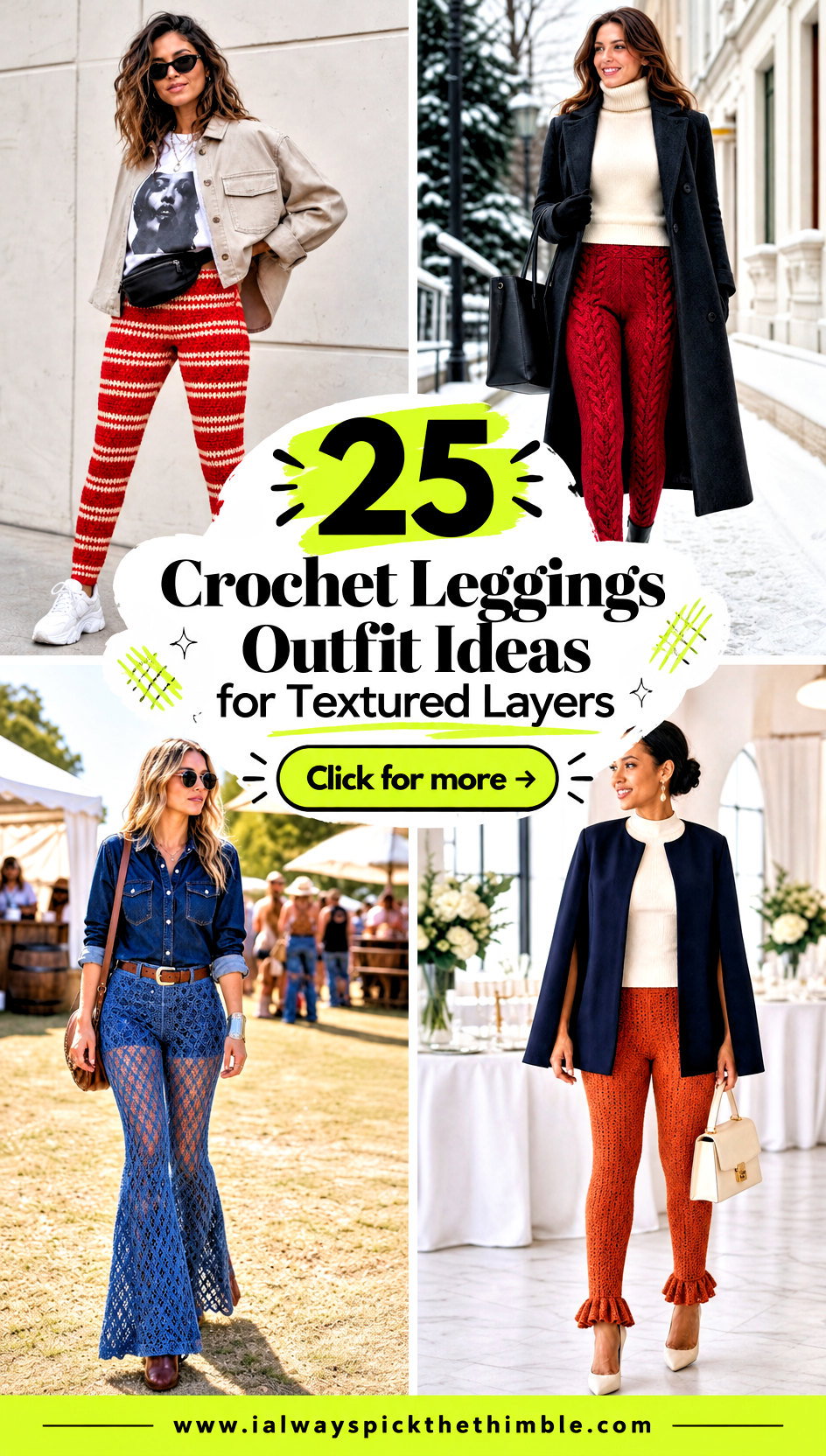 25 Crochet Leggings Outfit Ideas for Textured Layers - 25 Crochet Leggings Outfit Ideas for Textured Layers