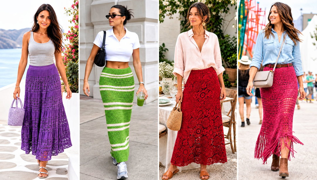 25 Crochet Long Skirt Outfit Ideas for Boho Summer Style