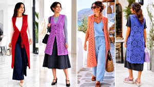 25 Crochet Long Vest Outfit Ideas for Simple Layering