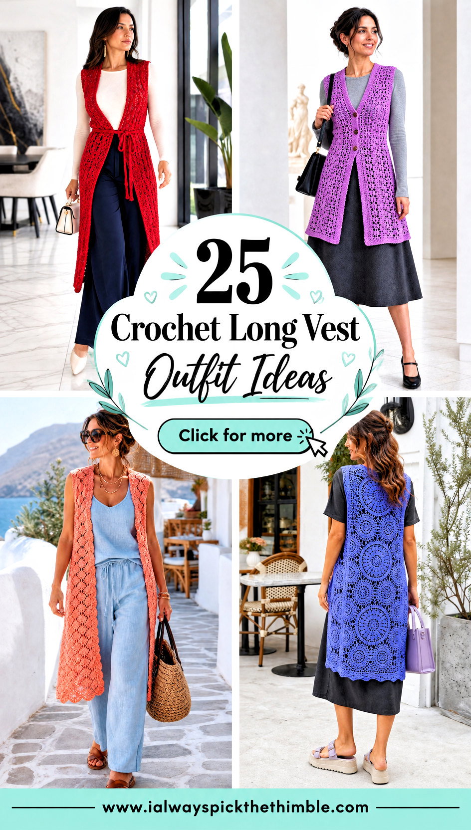 25 Crochet Long Vest Outfit Ideas for Simple Layering - 25 Crochet Long Vest Outfit Ideas for Simple Layering
