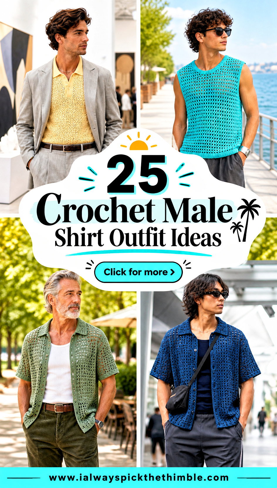 25 Crochet Male Shirt Outfit Ideas for Summer Weekends - 25 Crochet Male Shirt Outfit Ideas for Summer Weekends