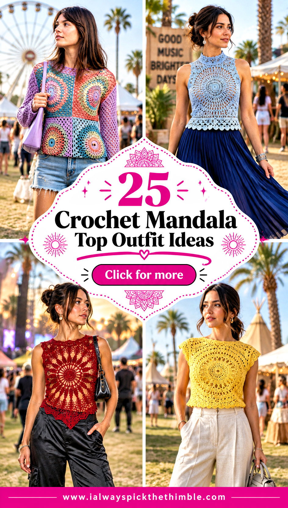25 Crochet Mandala Top Outfit Ideas for Festival Season - 25 Crochet Mandala Top Outfit Ideas for Festival Season