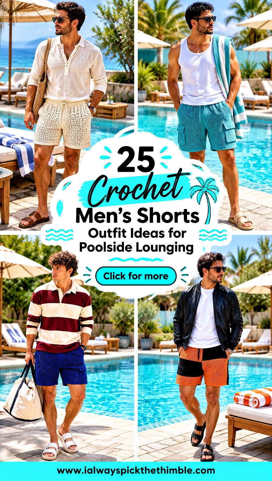 25 Crochet Mens Shorts Outfit Ideas for Poolside Lounging - 25 Crochet Men’s Shorts Outfit Ideas for Poolside Lounging