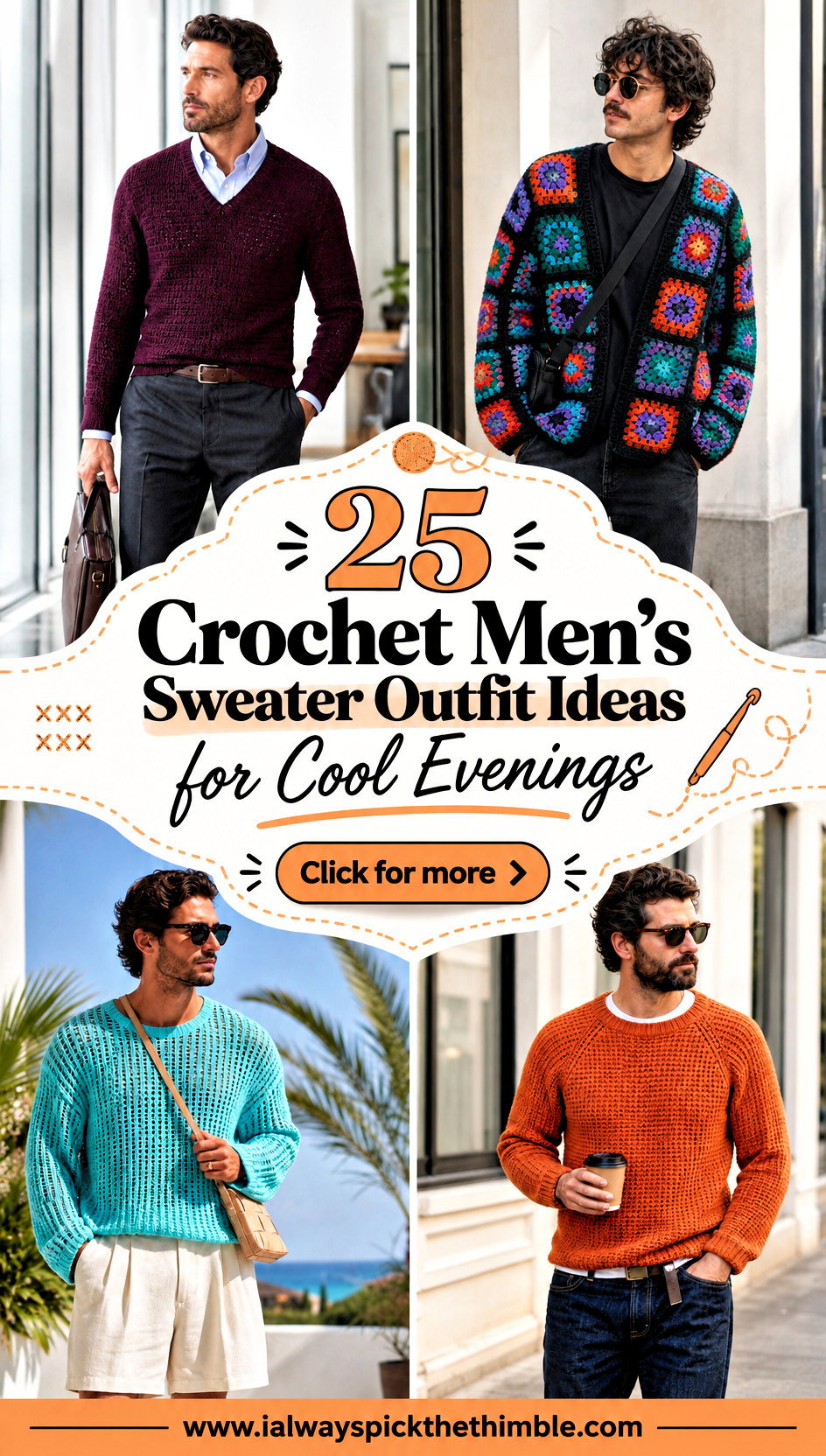 25 Crochet Mens Sweater Outfit Ideas for Cool Evenings - 25 Crochet Men’s Sweater Outfit Ideas for Cool Evenings