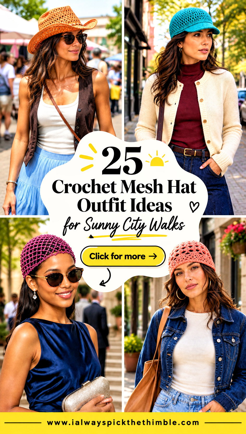 25 Crochet Mesh Hat Outfit Ideas for Sunny City Walks - 25 Crochet Mesh Hat Outfit Ideas for Sunny City Walks