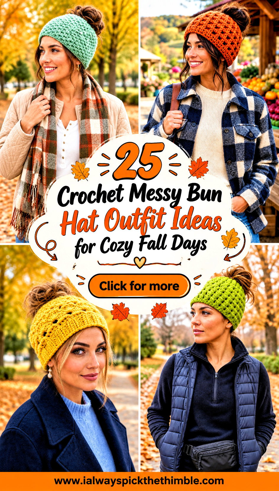 25 Crochet Messy Bun Hat Outfit Ideas for Cozy Fall Days - 25 Crochet Messy Bun Hat Outfit Ideas for Cozy Fall Days