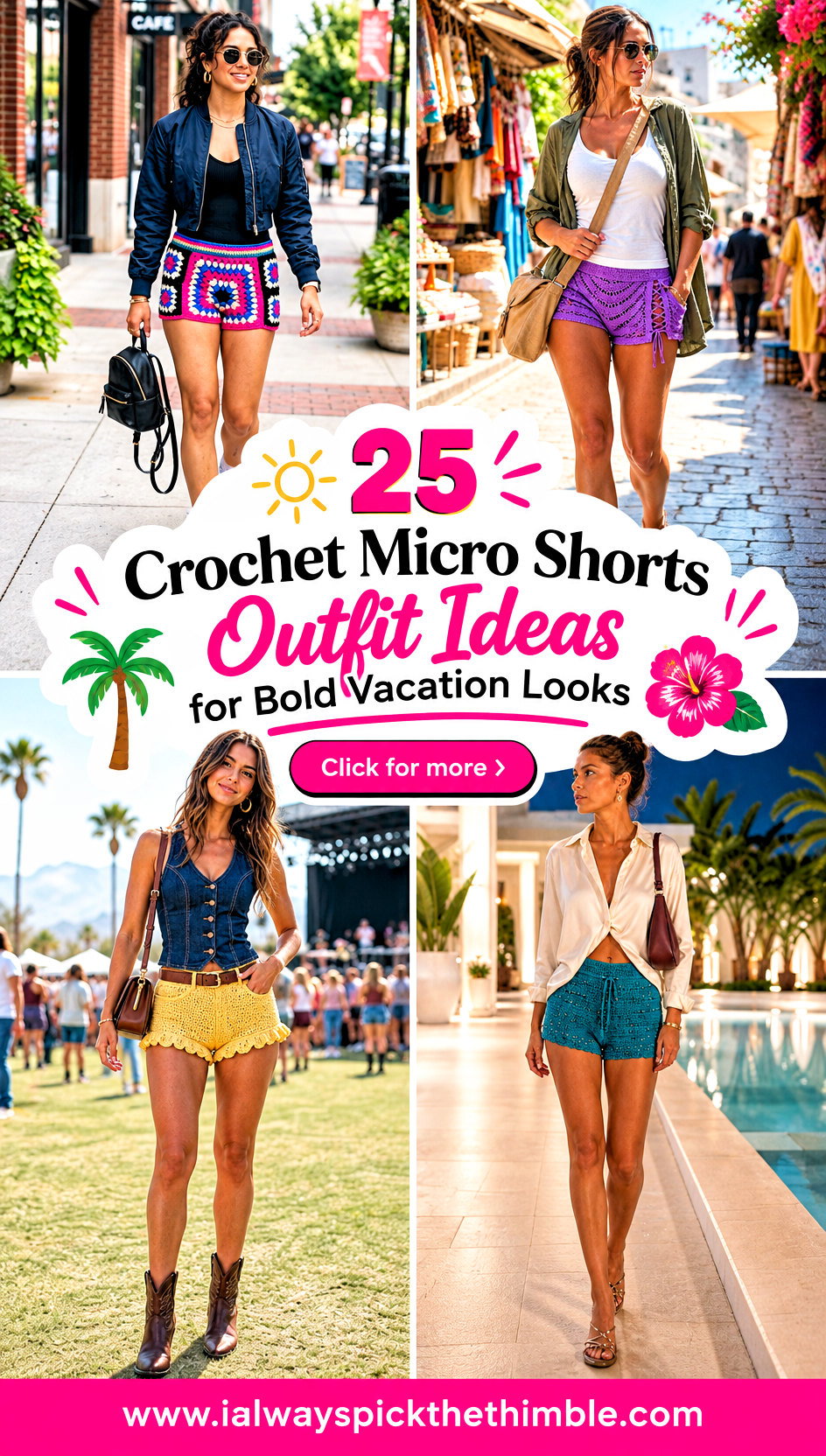 25 Crochet Micro Shorts Outfit Ideas for Bold Vacation Looks - 25 Crochet Micro Shorts Outfit Ideas for Bold Vacation Looks
