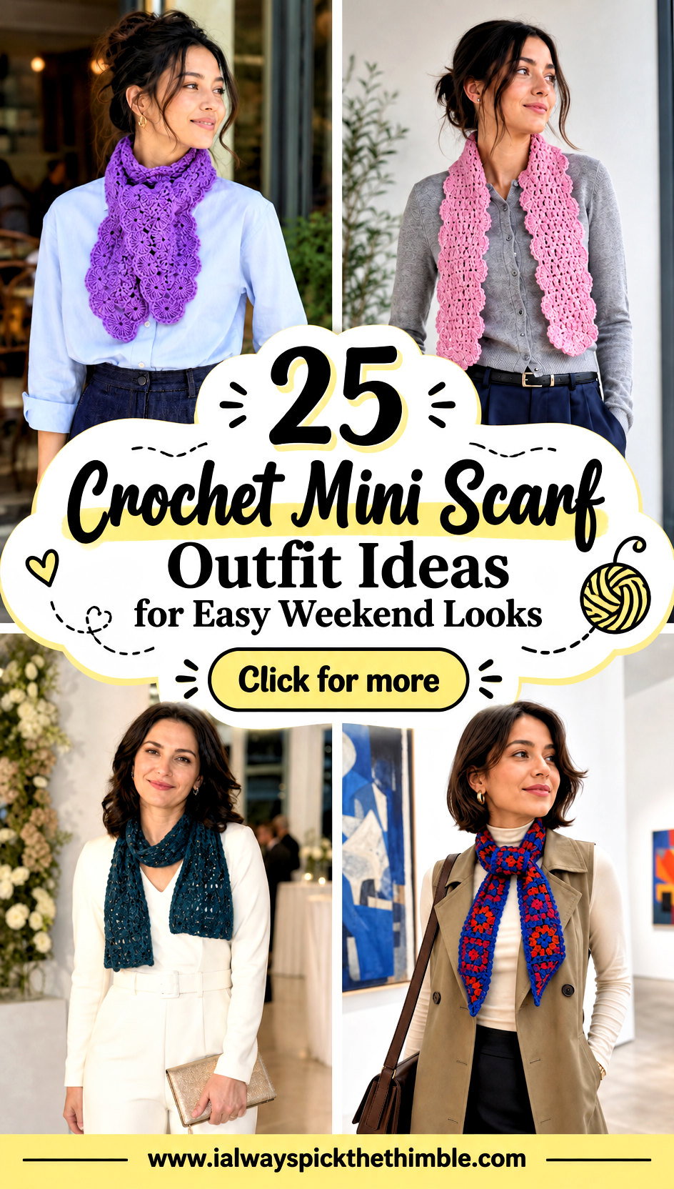 25 Crochet Mini Scarf Outfit Ideas for Easy Weekend Looks - 25 Crochet Mini Scarf Outfit Ideas for Easy Weekend Looks