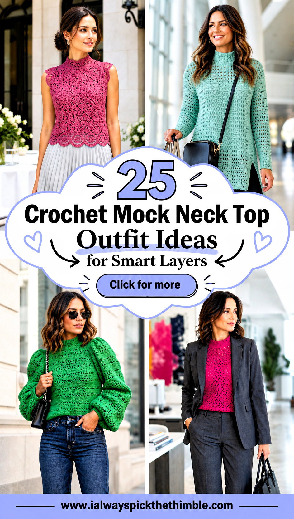 25 Crochet Mock Neck Top Outfit Ideas for Smart Layers - 25 Crochet Mock Neck Top Outfit Ideas for Smart Layers
