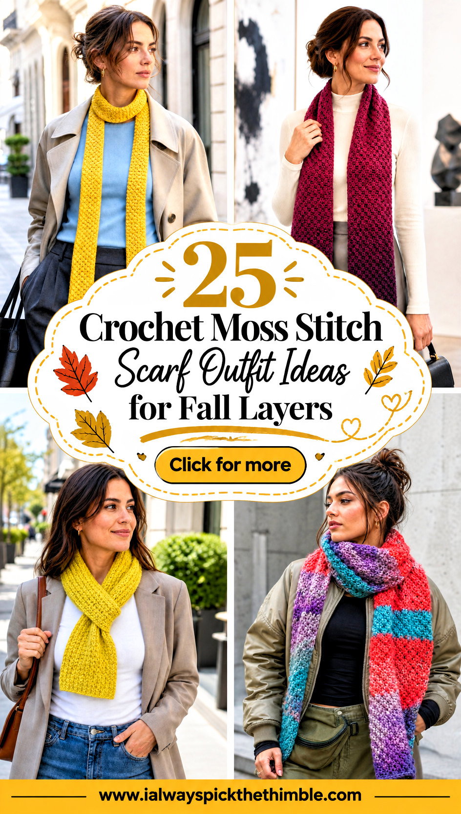 25 Crochet Moss Stitch Scarf Outfit Ideas for Fall Layers - 25 Crochet Moss Stitch Scarf Outfit Ideas for Fall Layers