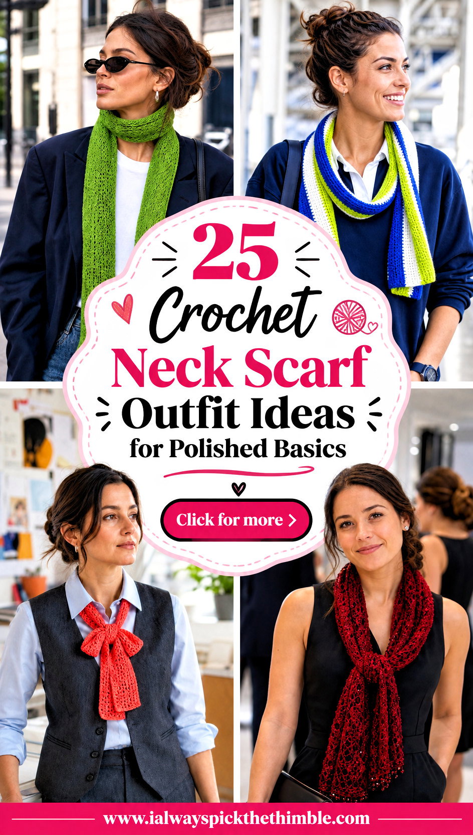 25 Crochet Neck Scarf Outfit Ideas for Polished Basics - 25 Crochet Neck Scarf Outfit Ideas for Polished Basics