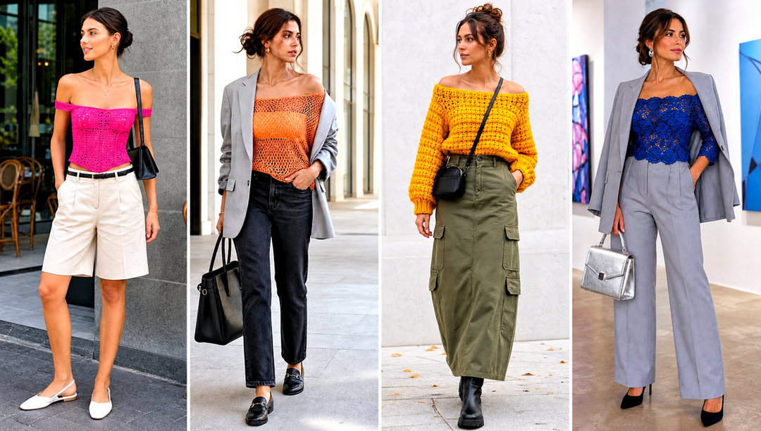 25 Crochet Off Shoulder Top Outfit Ideas for Date Nights
