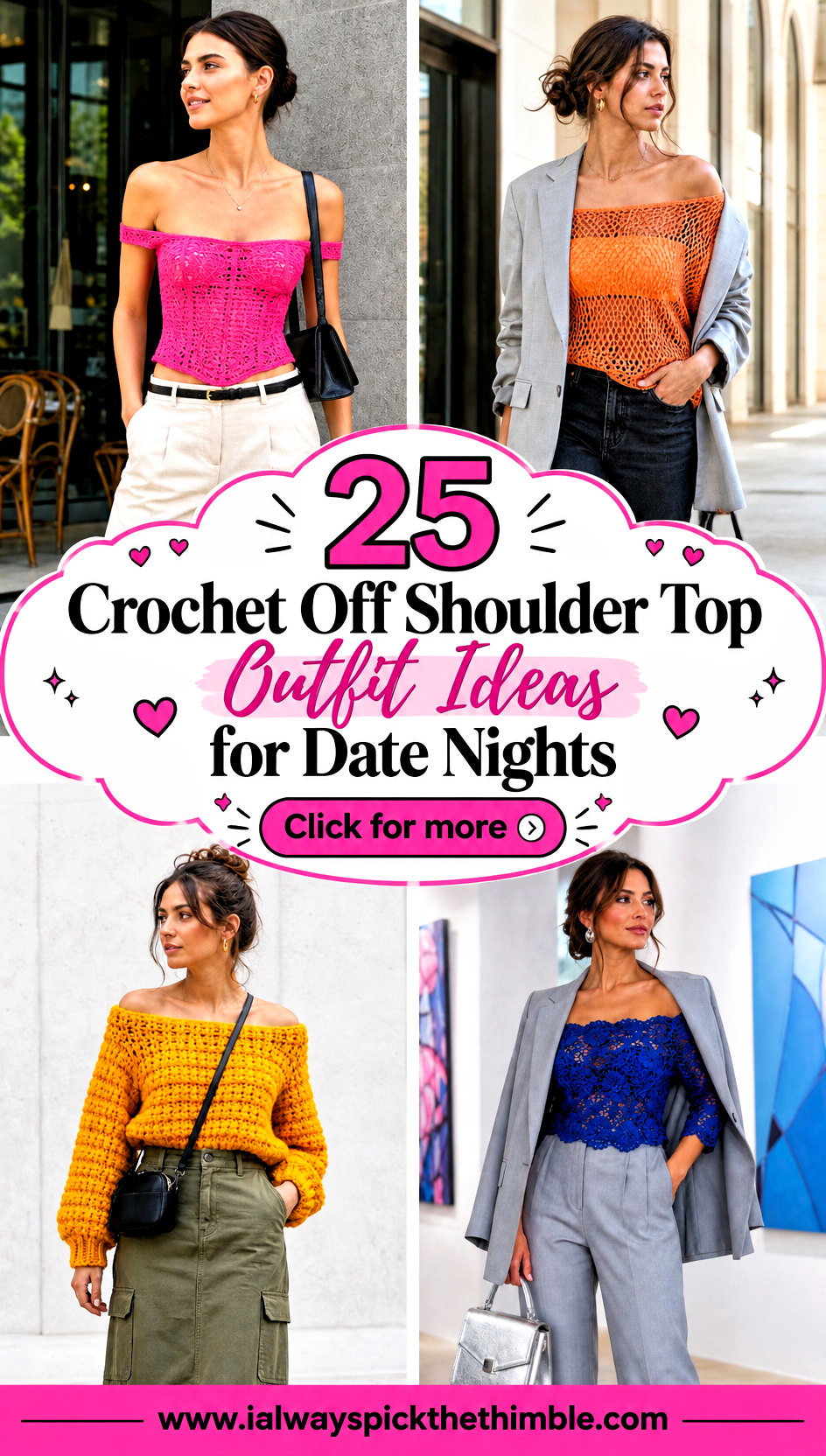 25 Crochet Off Shoulder Top Outfit Ideas for Date Nights - 25 Crochet Off Shoulder Top Outfit Ideas for Date Nights