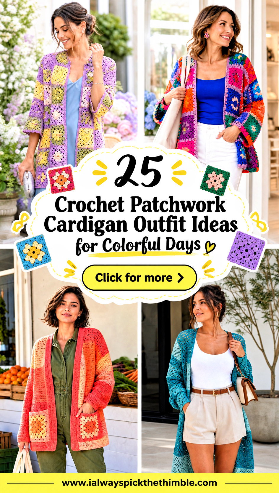 25 Crochet Patchwork Cardigan Outfit Ideas for Colorful Days - 25 Crochet Patchwork Cardigan Outfit Ideas for Colorful Days