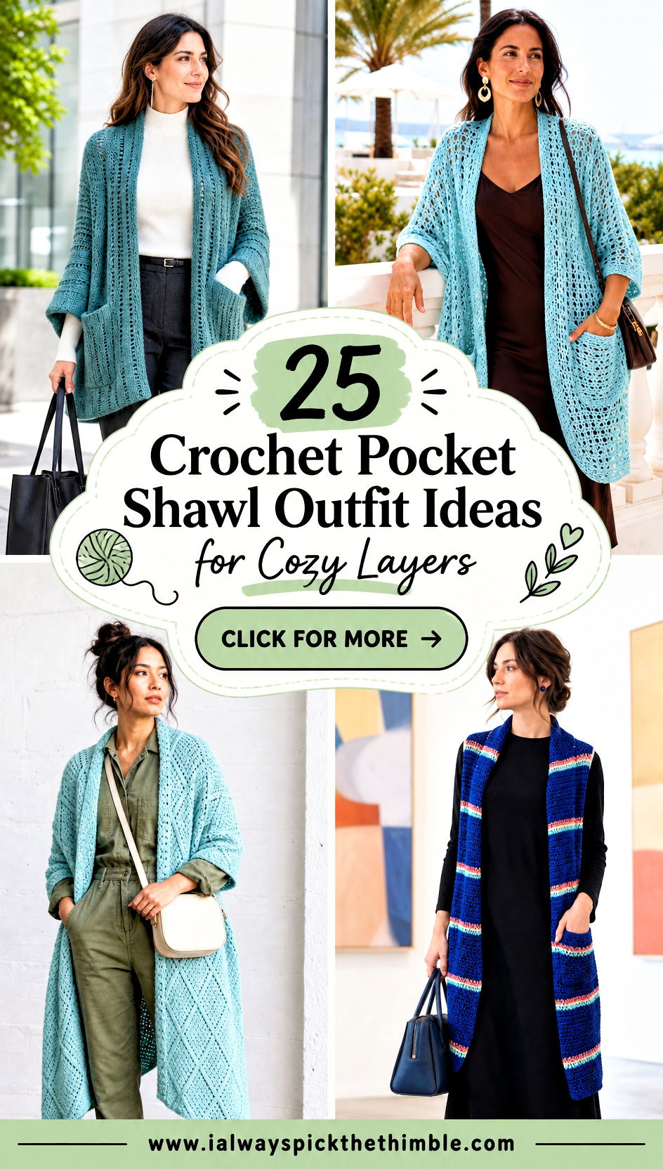 25 Crochet Pocket Shawl Outfit Ideas for Cozy Layers - 25 Crochet Pocket Shawl Outfit Ideas for Cozy Layers