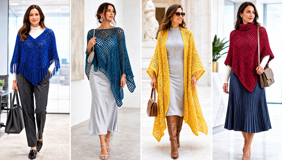 25 Crochet Poncho Outfit Ideas for Women With Jeans