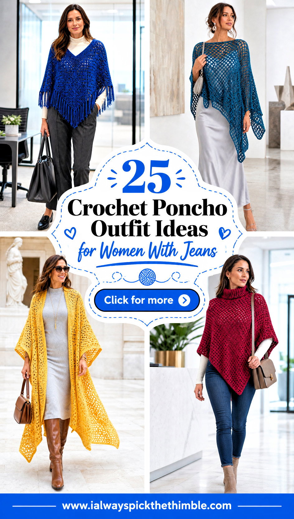 25 Crochet Poncho Outfit Ideas for Women With Jeans - 25 Crochet Poncho Outfit Ideas for Women With Jeans