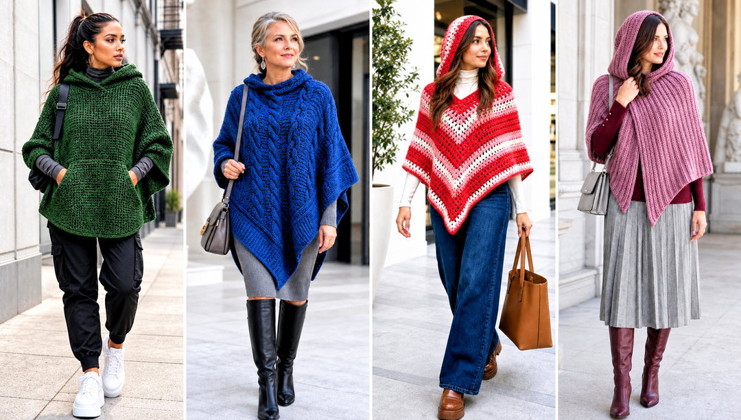 25 Crochet Poncho With Hood Outfit Ideas for Fall Walks