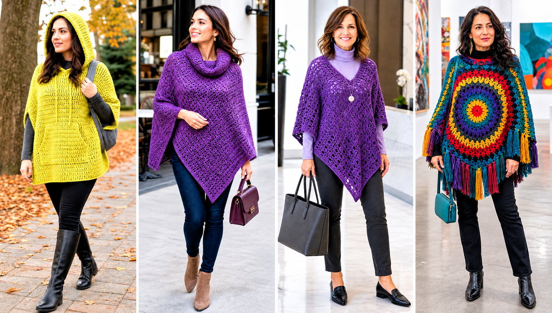25 Crochet Ponchos Outfit Ideas for Relaxed Layers