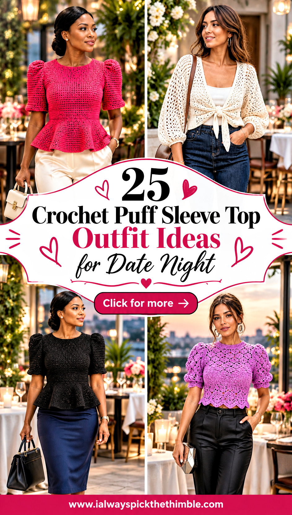 25 Crochet Puff Sleeve Top Outfit Ideas for Date Night - 25 Crochet Puff Sleeve Top Outfit Ideas for Date Night