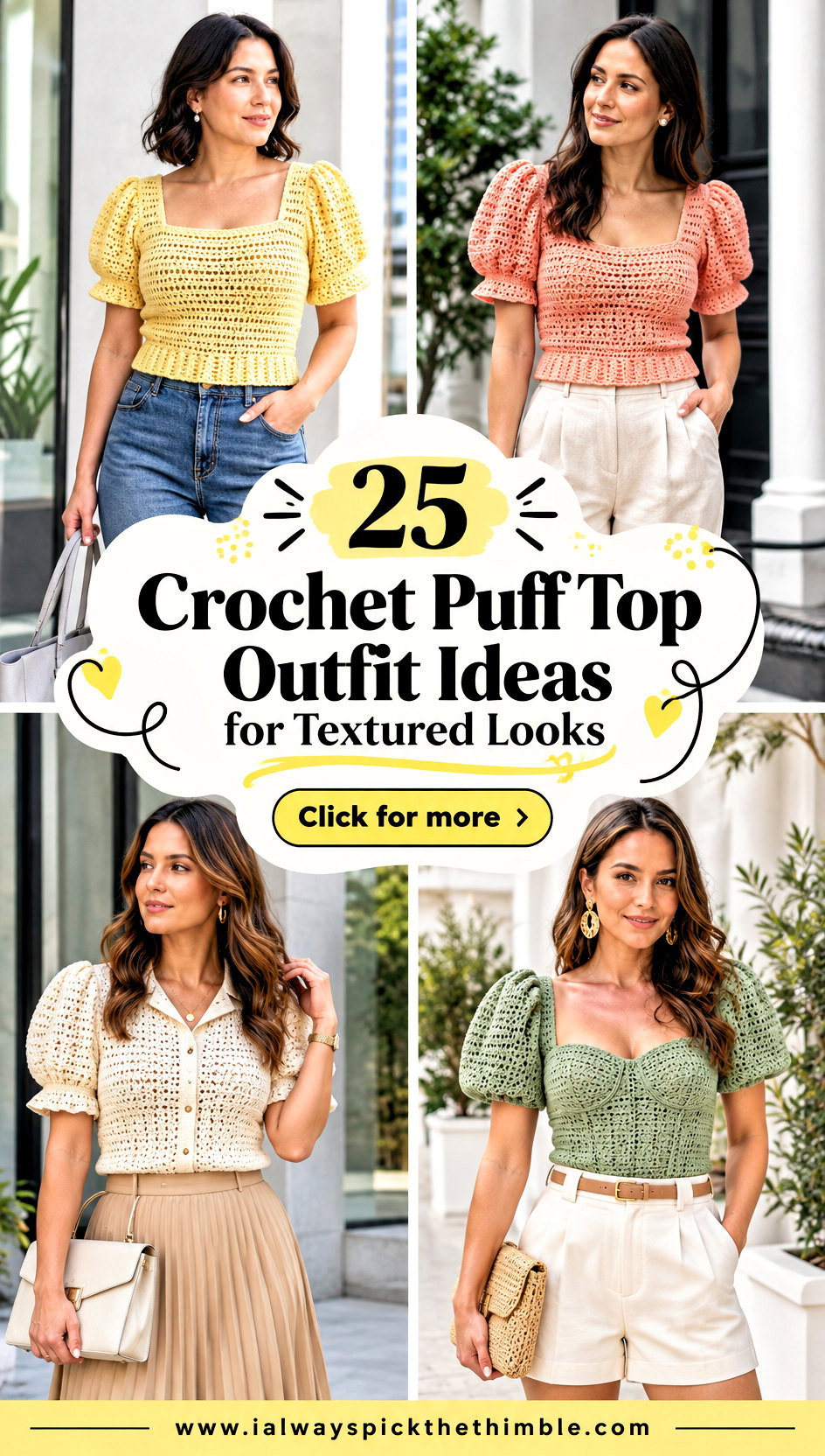25 Crochet Puff Top Outfit Ideas for Textured Looks - 25 Crochet Puff Top Outfit Ideas for Textured Looks
