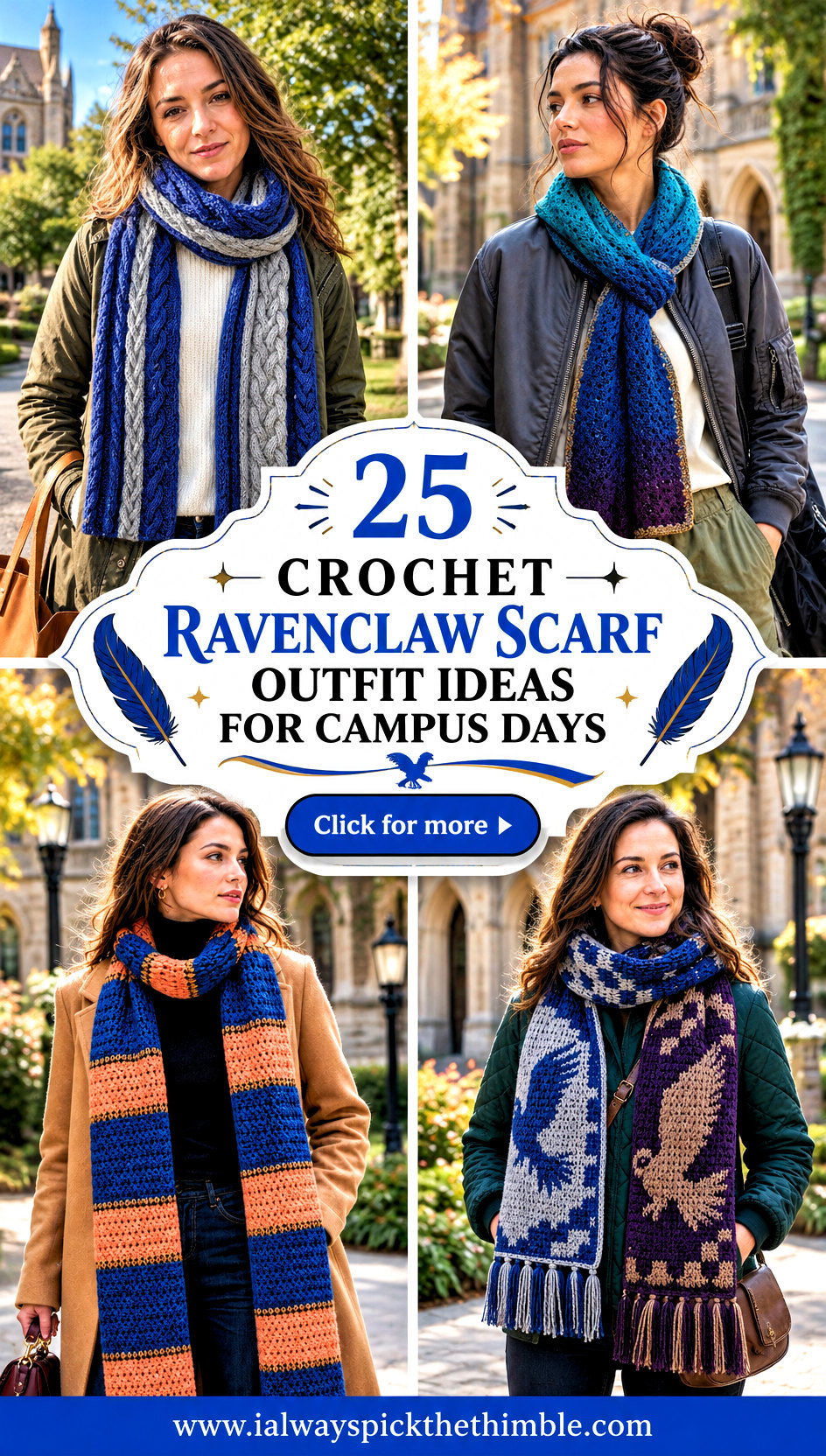25 Crochet Ravenclaw Scarf Outfit Ideas for Campus Days - 25 Crochet Ravenclaw Scarf Outfit Ideas for Campus Days