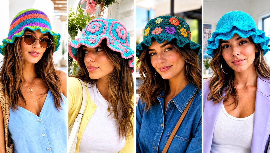 25 Crochet Ruffle Bucket Hat Outfit Ideas for Pool Days