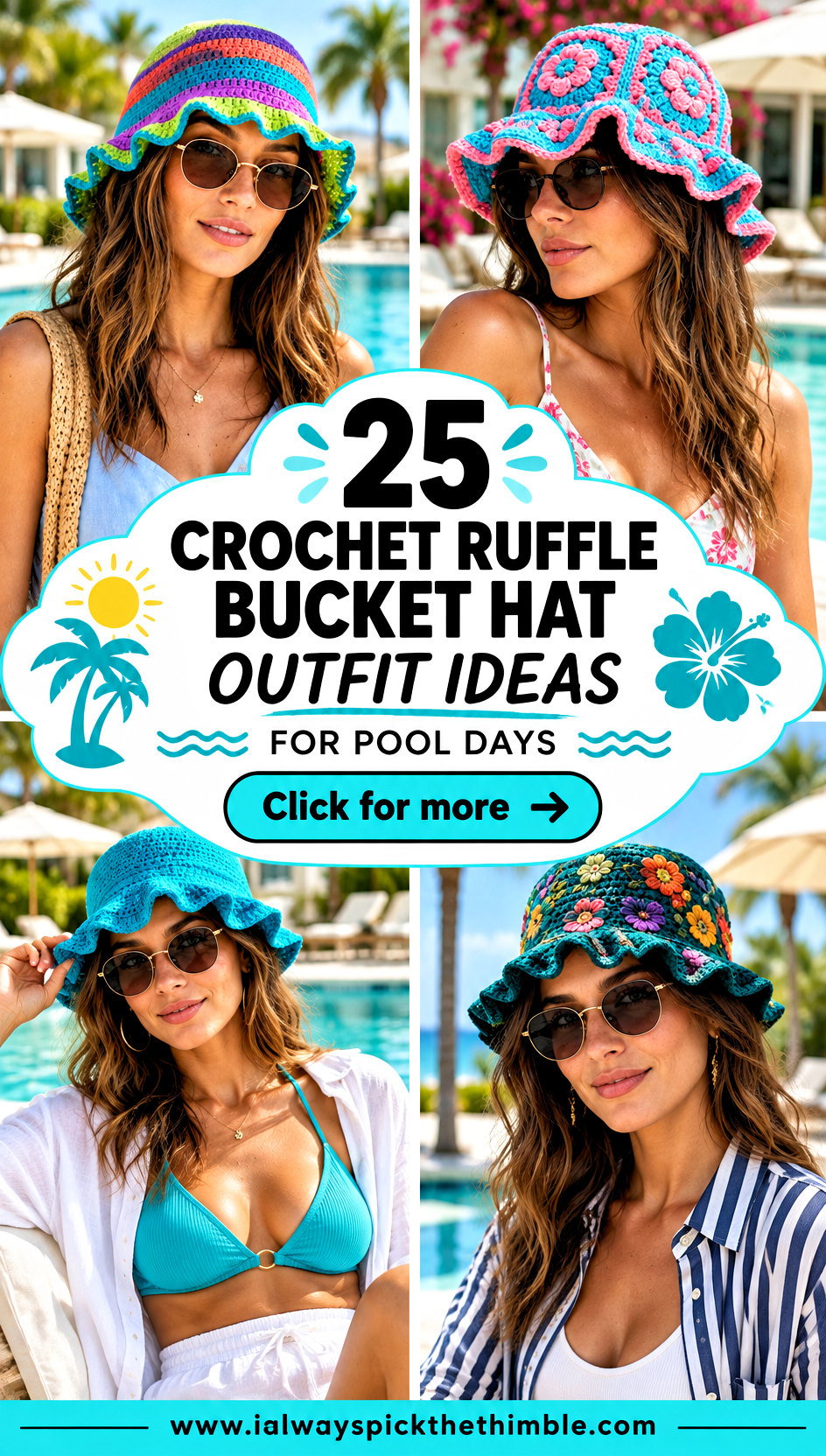 25 Crochet Ruffle Bucket Hat Outfit Ideas for Pool Days - 25 Crochet Ruffle Bucket Hat Outfit Ideas for Pool Days